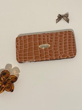 Vercelli Italy Croc-Embossed Brown Eyewear wallet